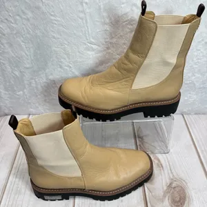 Sam Edelman Combat Boots Laguna Chelsea Waterproof Tan Leather Chunky Heel thumbnail 2
