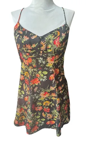 Urban Outfitters Floral‎ Print Strap Spaghetti Button Ruffled Mini Dress Size M thumbnail 1