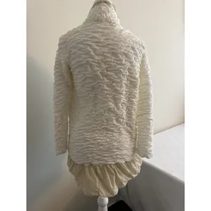 VTG Y2K Pete USA Ruche Ruffled Ivory Cardigan‎ Lagenlook Boho Festival Pirate XL thumbnail 6