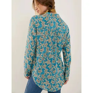 Pilcro Anthropologie Leilani Tunic Top Womens XS Blue Button Down Boho Western thumbnail 3