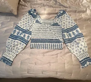 Blue And White Longsleeve Blouse thumbnail 2