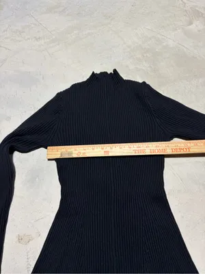 J. Crew NWT Black Ribbed Long-Sleeve Knit Dress small MSRP$128 thumbnail 4