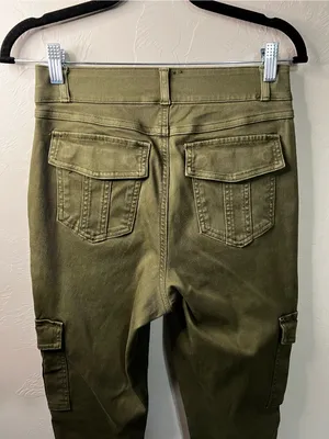 Spanx Stretch Twill Shaping Sage Green Utility Cargo Ankle Pants thumbnail 7