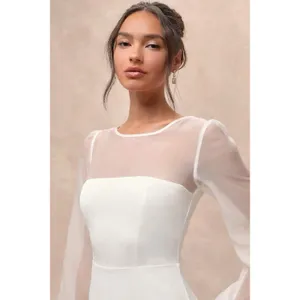 Lulus Immaculate Romance White Sheer Organza Long Sleeve Maxi Dress Small Bridal thumbnail 4