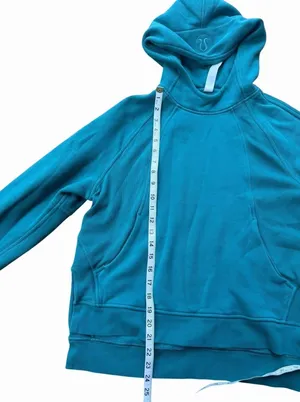 lululemon Scuba Pullover Hoodie Side Slit Logo Oversized Turquoise Blue XS/S thumbnail 1