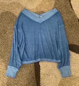 Free People Size XS, Blue Waffle Sweater Top thumbnail 1