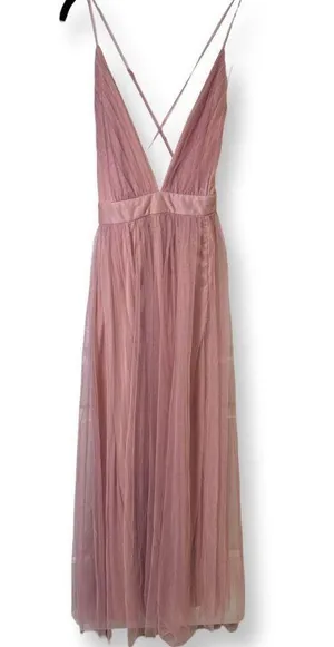 Windsor Elisabeth Pleated Tulle Long Flowy Maxi Dresss in Mauve Size Small thumbnail 2