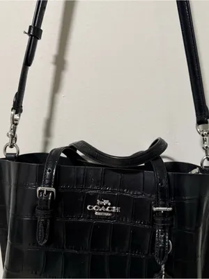COACH Black Croc Embossed Mollie Tote Bag 25 thumbnail 10