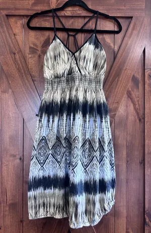 Ikat Print Summer Dress Multiple Size L thumbnail 1