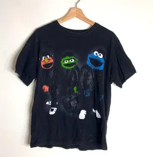 Vintage run DMC Sesame Street black t-shirt size medium thumbnail 1