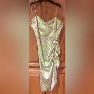 ASOS Stretched Satin‎ Cami Midi Bodycon Dress with Ruched Side Detail Size 12 thumbnail 5