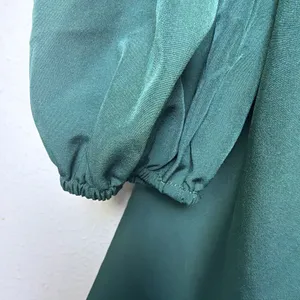 Exlura dk Green feminine Puff Sleeve Mini Dress small babydoll coquette holiday thumbnail 6