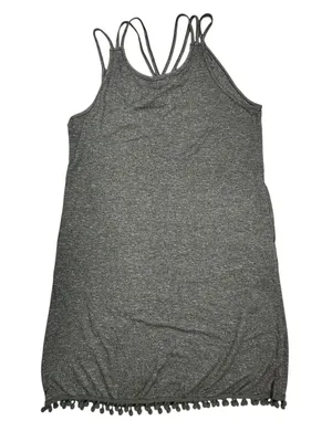 CUPSHE Gray Pom Pom Trim Swim Cover Up Dress Strappy Back Size Small NW thumbnail 2