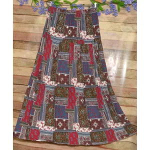 Vintage 12 Current M USA Made Broomstick Skirt Patchwork Floral Boho Modest thumbnail 2