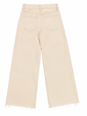 Easel Los Angeles Cream Wide Leg Raw Hem Jeans Size Small thumbnail 2