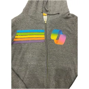 Aviator Nation Grey 5 Stripe Copilot Zip Up Hoodie Size Small Preppy Coding thumbnail 2