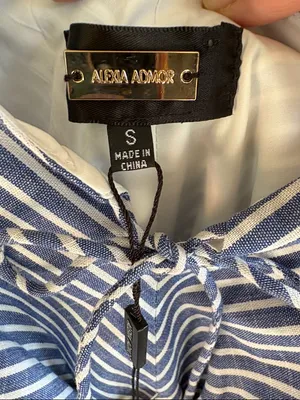 NWT Alexia Admor Sweetheart Drop Sleeve Dress Blue White Stripe Size Small thumbnail 7