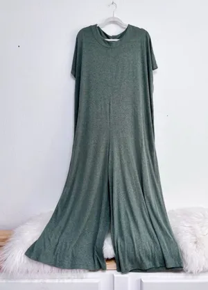 Women's FP Beach Green Short Sleeve Jumpsuit XS Oversized Linen blend thumbnail 1