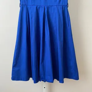 Lindy Bop Cotton Rockabilly Retro Pinup Cutout Pleated Fit Flare Dress S Blue thumbnail 3