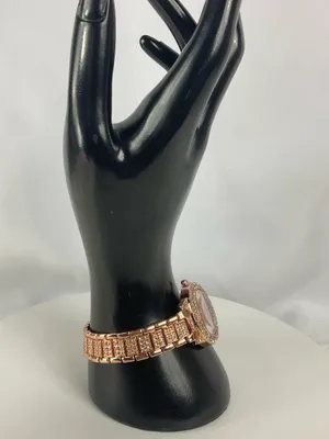 Women’s Rose Gold Tone Rhinestone Watch Roman Numeral Link Bracelet thumbnail 3