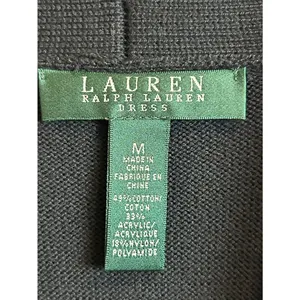 Lauren Ralph Lauren Black Dress with WHITE Hem Stripe and Side Buckle Size M. thumbnail 3