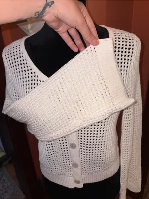 A New Day White Open-Knit Button Cardigan Sweater thumbnail 5