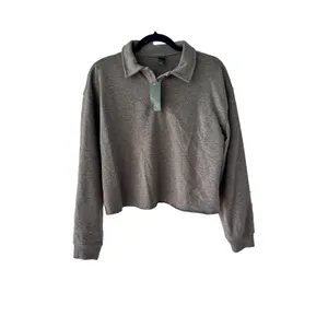 Wild Fable Heather Grey Cropped Polo Sweatshirt Womens‎ Medium NWT 331115874 thumbnail 8
