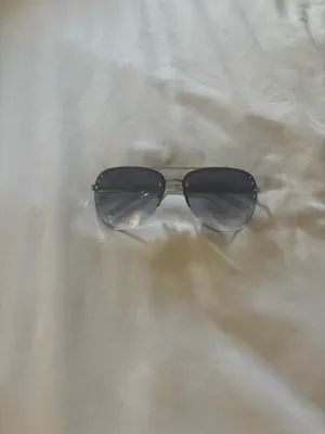 Women’s Diamond Stud Silver Metal Aviator Sunglasses Gradient Gray Lightweight Purple thumbnail 6