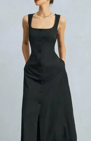 RIHOAS The Black U Neck Tie Back Sleeveless Maxi Dress 3 thumbnail 3