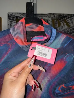 Edikted Sparks Fly Mesh Mini Dress Red Black Swirl Slit Bell Sleeve Medium New thumbnail 12
