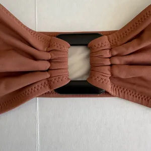 Women's Solid & Striped Brown Bikini Set Size S/XS thumbnail 4