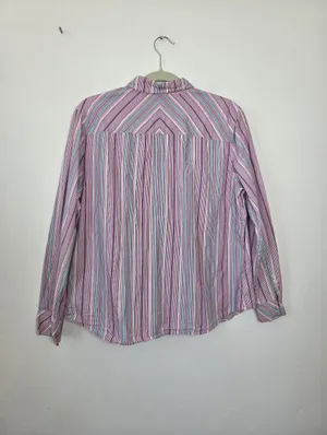 Pastel Chevron Striped Blouse Top Purple Pink Cotton Twee Preppy 90s Butter Mom thumbnail 6