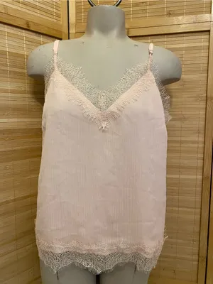 Loft Women's Pink Lace Trim Cami camisole Lace v-neck Tank Top new medium thumbnail 1