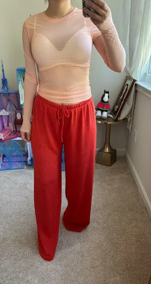 Zara red wide leg pants. S-M thumbnail 1