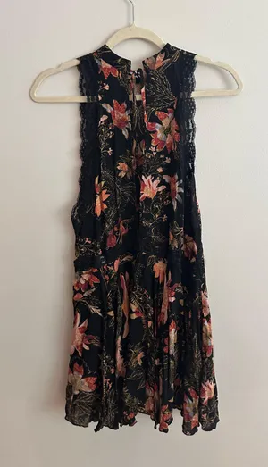 Free People She Moves Slip Dress Black Floral Lace thumbnail 11