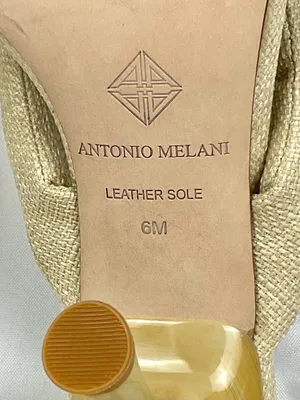 Antonio Melani Linen Tweed Knotted Mule Heels Cream Beige Sz 6 Prisella Sandal thumbnail 5
