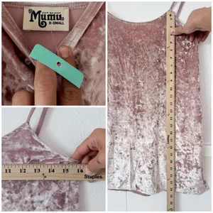 Show Me Your Mumu Velvet Slip Dress XS Dust Pink Y2K Mini Spaghetti Strap Soft thumbnail 6