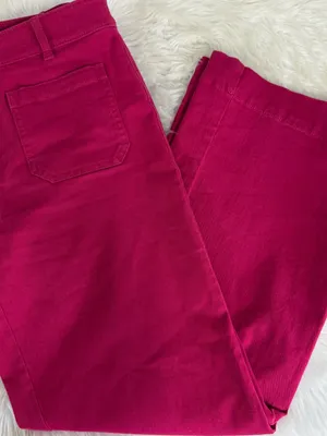 LOFT Palmer Wide Leg Pink Jeans 4 Petite High Rise Stretch Pants thumbnail 7