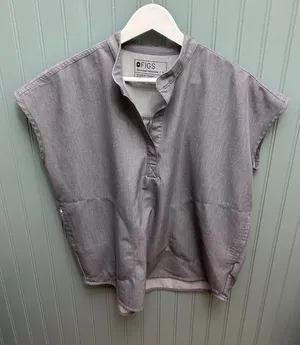 FIGS Technical Collection Mandarin Collar Scrub Top Grey WXXSW1003 Womens Small thumbnail 1