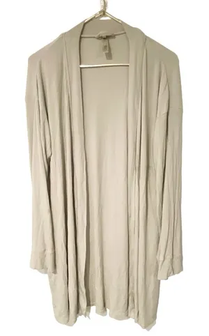 Skims Size Large Cream Open Front Ribbed Robe‎ House Coat Kim Kardashian thumbnail 1