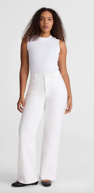 Madewell The Curvy Emmy Wide Leg Jean Super Stretch Denim Tile White US 28 NWT thumbnail 1