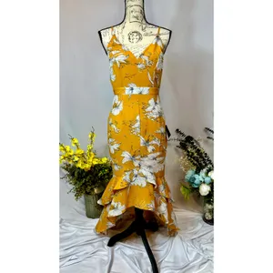 Lulu’s Darling Daylily Mustard Yellow Floral Print High-Low Maxi Dress M thumbnail 6