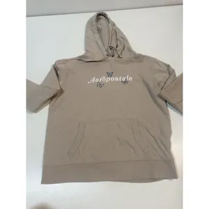 Aeropostale Butterfly Sweater Pullover Hooded Size m Beige thumbnail 3