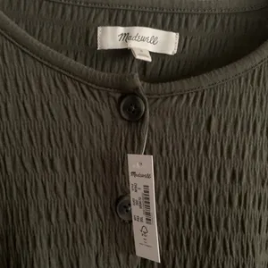 Madewell Olive Tiered Mini Dress Size S‎ Oversized Fits M/L Relaxed Crinkle NWT thumbnail 12