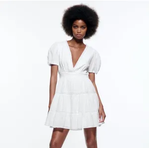 Zara white lace crochet mini dress white shirt sleeve summer sundress thumbnail 6