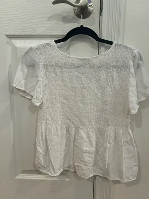 URBAN Romantics White Smocked Short-Sleeve Peplum Top thumbnail 5