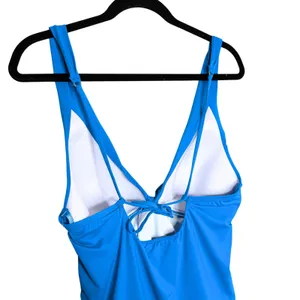 La Blanca Island Goddess Twist Tie Back Tankini Top Size 10 Blue Coastal Beach thumbnail 11