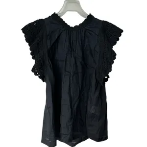 Ulla Johnson Handmade Kai Ramie Blouse Sz 10 black flounce Goth feminine thumbnail 2