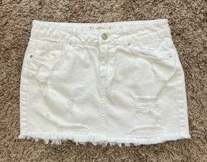 We The Free Free People Out Of Ordinary White Distressed Mini Skirt thumbnail 4