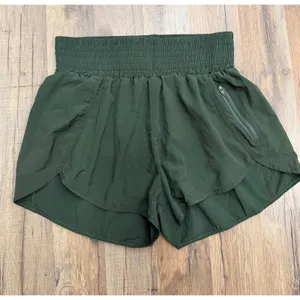BCG Women's Olive Green Running Shorts Medium Zip Pocket‎ Activewear thumbnail 2